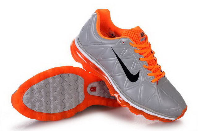 Mens Nike Air Max 2011 Leather Grey Orange - Click Image to Close